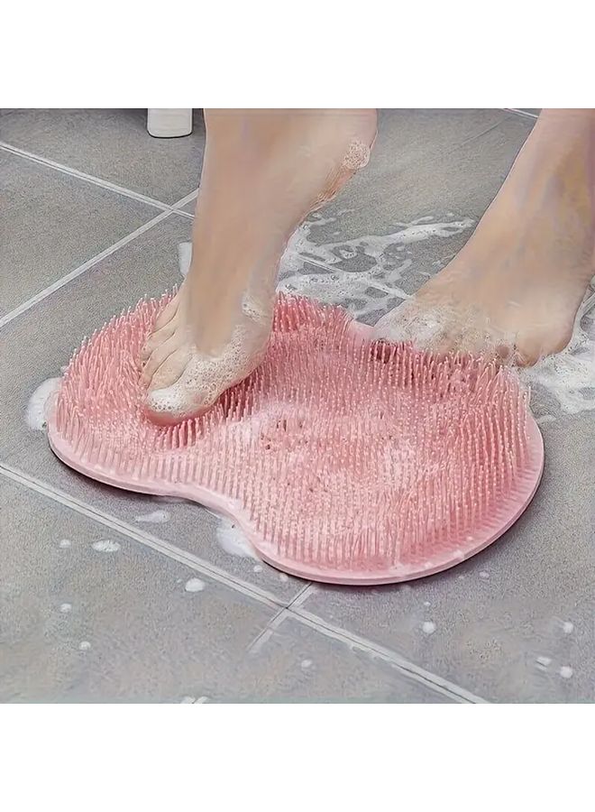 Gray Silicone Bath Shower Scrubber With Non Slip Suction Cup For Foot And Back - Image 2
