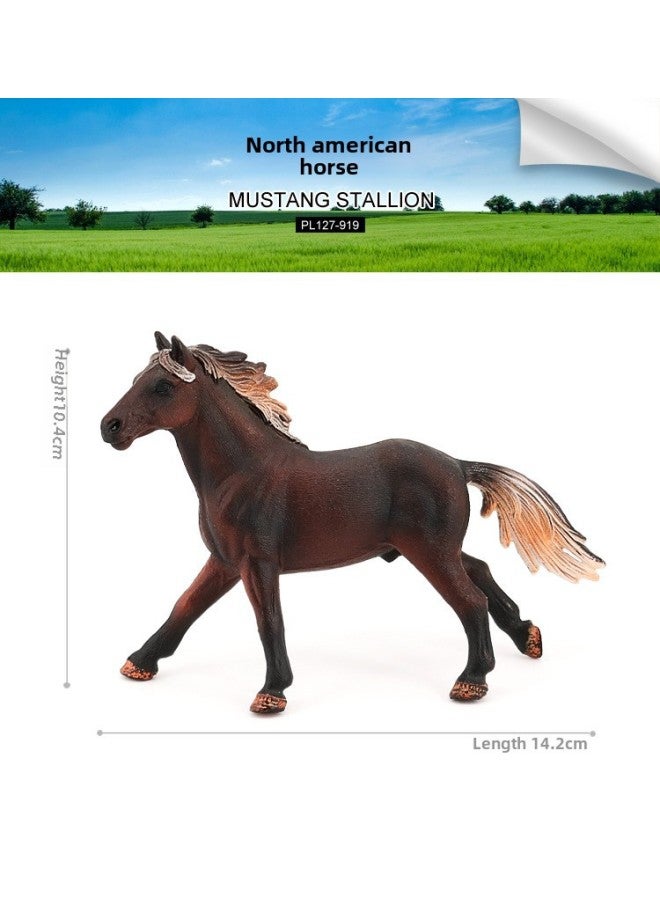 Children's Simulated Wild Animal Toy Set Steed White Horse Thousand-mile Horse Racing Rider Trainer-Color:PL127-919 North American Stallion - Image 1