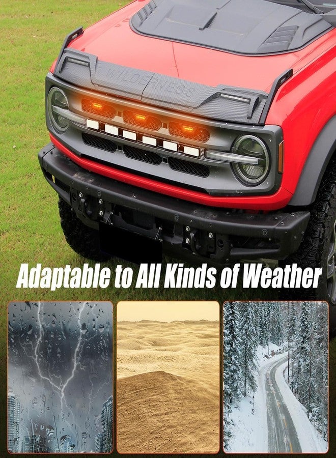 EVGoXMods Front Mesh Grille Inserts & Amber Light Compatible with 2021-2024 Ford Bronco Big Bend Outer Banks Grill Frame Trim Covers Accessories - Image 5