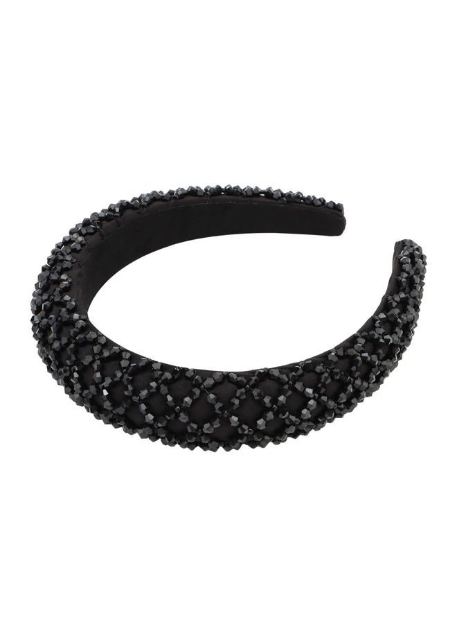 YISSION 1PC Black Rhinestone Headband for Women Girls Non Slip Head Bands Fashion Jeweled Hairband Sparkly Crystal Headbands for Women Bling Hair Accessories for Women Girls Wedding Prom Holiday - Image 1