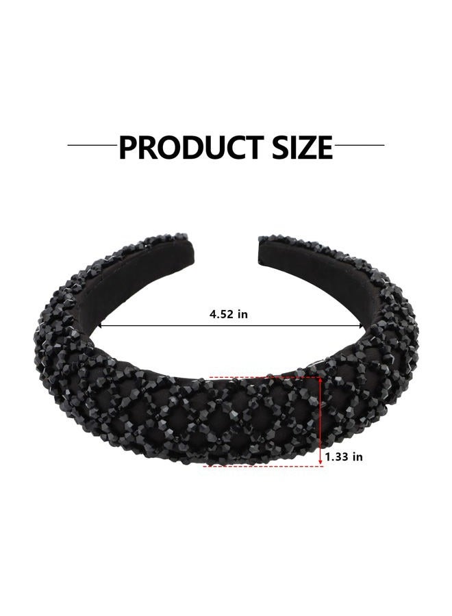 YISSION 1PC Black Rhinestone Headband for Women Girls Non Slip Head Bands Fashion Jeweled Hairband Sparkly Crystal Headbands for Women Bling Hair Accessories for Women Girls Wedding Prom Holiday - Image 2