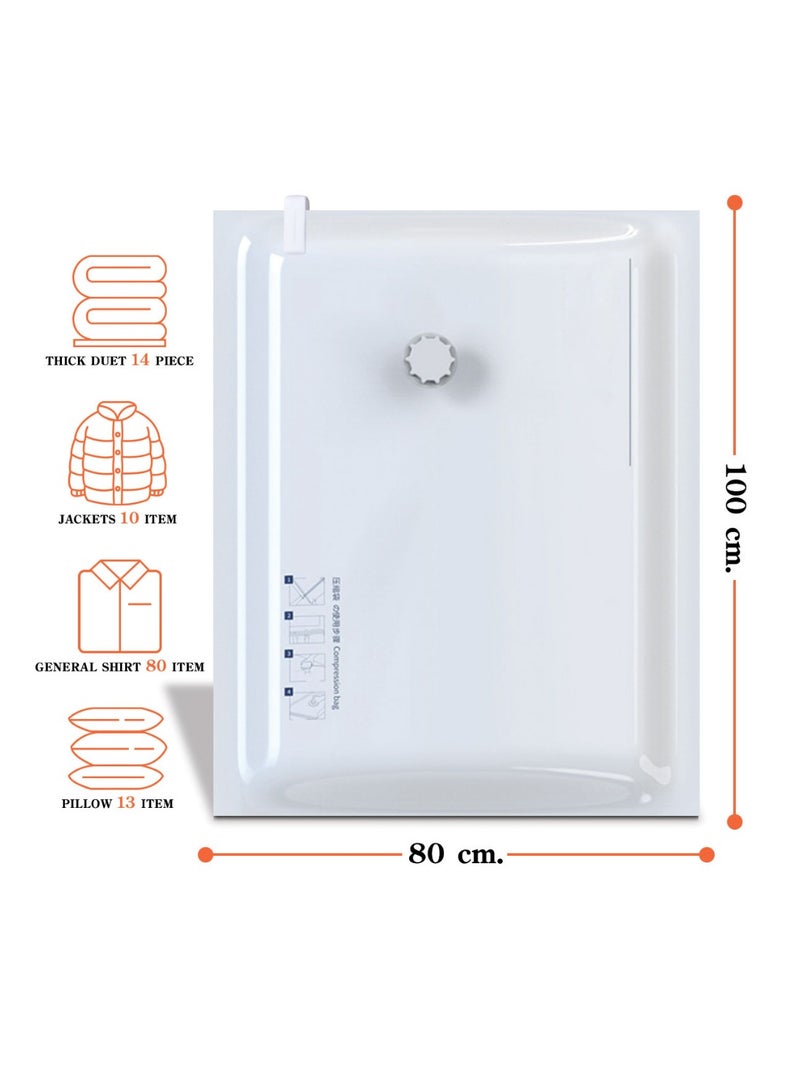 Reusable Compression Bags for Clothes, Blanket, Quilt, White, 80×100cm - Image 1