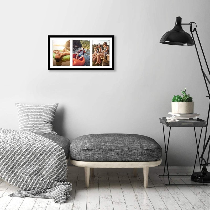 Americanflat إطار صور أمريكان فلات 5x7 مع زجاج مقاوم للكسر يناسب ثلاث صور 5x7 أو يمكن استخدامه كإطار صور 8x16 من مجموعة التوقيع، إطارات كولاج للطاولات والجدران، أسود - Image 5