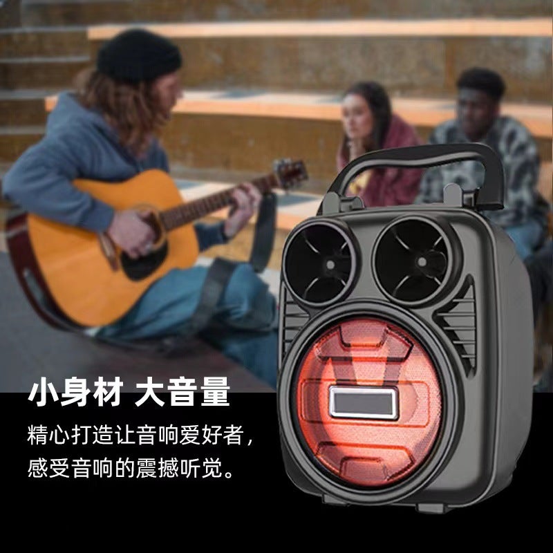 Wireless Bluetooth Speaker Microphone Karaoke Integrated Small Audio Outdoor Portable Subwoofer Home Desktop Mini Audio Red - Image 1
