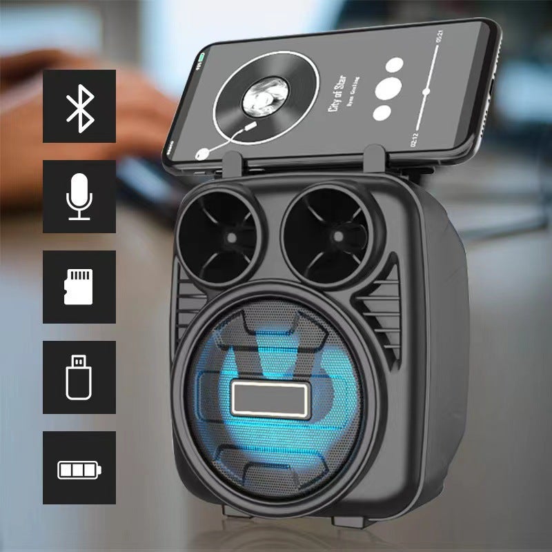 Wireless Bluetooth Speaker Microphone Karaoke Integrated Small Audio Outdoor Portable Subwoofer Home Desktop Mini Audio Red - Image 5