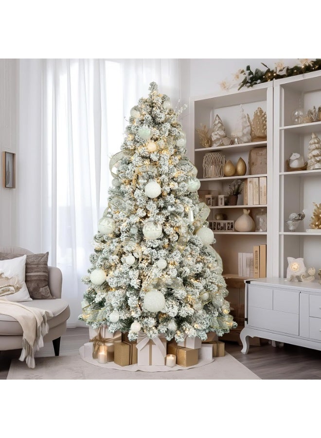 NIBEMINENT شجرة عيد الميلاد المخملية NIBEMINENT بطول 8 أقدام، شجرة عيد الميلاد الاصطناعية شجرة الصنوبر مع 1350 فرع وثلج، تجميع سريع، مفصلات معدنية وقاعدة قابلة للطي مناسبة للتفاعل العائلي (8 أقدام) - Image 4