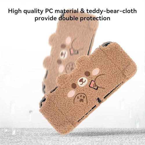 GeekShare Cute Plush Protective Case Cover Compatible with Switch - Shock-Absorption and Anti-Scratch - Plush Bear (for Switch OLED) - Image 3