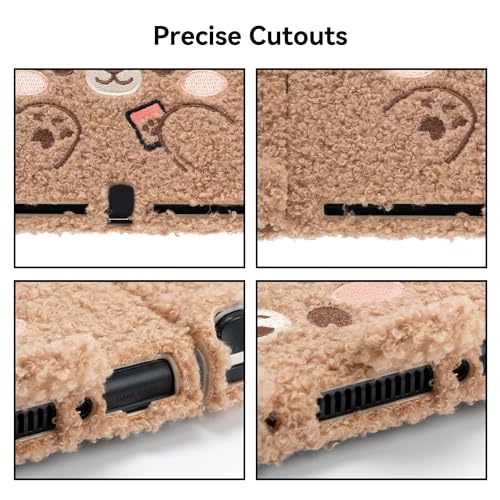 GeekShare Cute Plush Protective Case Cover Compatible with Switch - Shock-Absorption and Anti-Scratch - Plush Bear (for Switch OLED) - Image 4