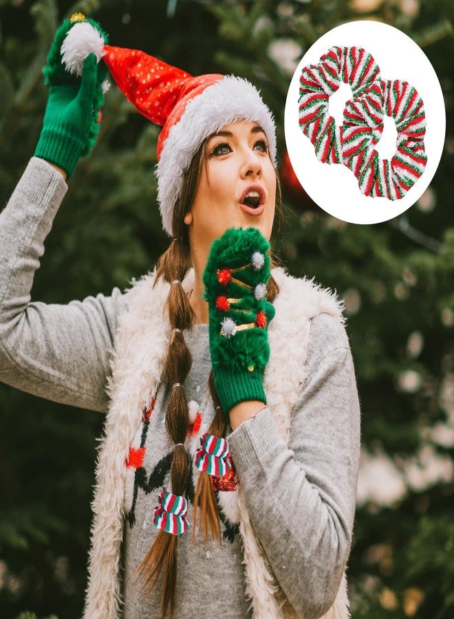 Giegxin 100 Pcs Christmas Scrunchies Bulk Hair Scrunchies Soft Elastic Snowflake Sequins Hair Scrunchy Ties Buffalo Plaid Glittery Rope Ponytail Holder for Women Gifts Xmas Accessories - Image 4