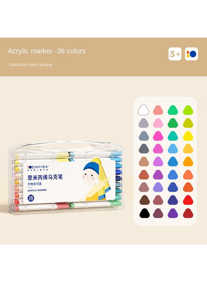 Bluejw Enmi Acrylic Marker Pen For Primary School Children Opaque Kindergarten Special Watercolor Pen Stackable Non-toxic Washable  - Image 1