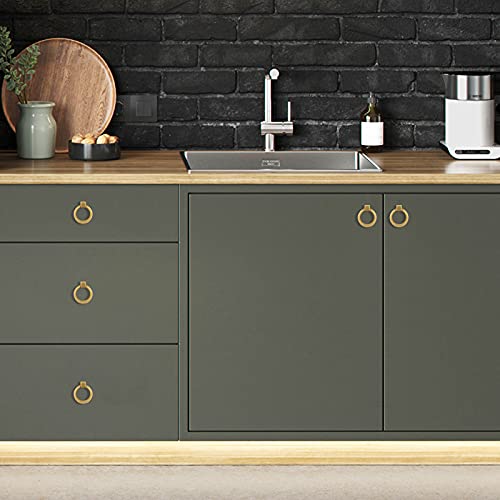 Dannisly Cabinet Knobs Gold Drawer Ring Pulls 1.57" Diameter Single Hole Zinc Alloy Round Cabinet Handles Bathroom Cabinet Hardware, Pack of 2 - Image 5