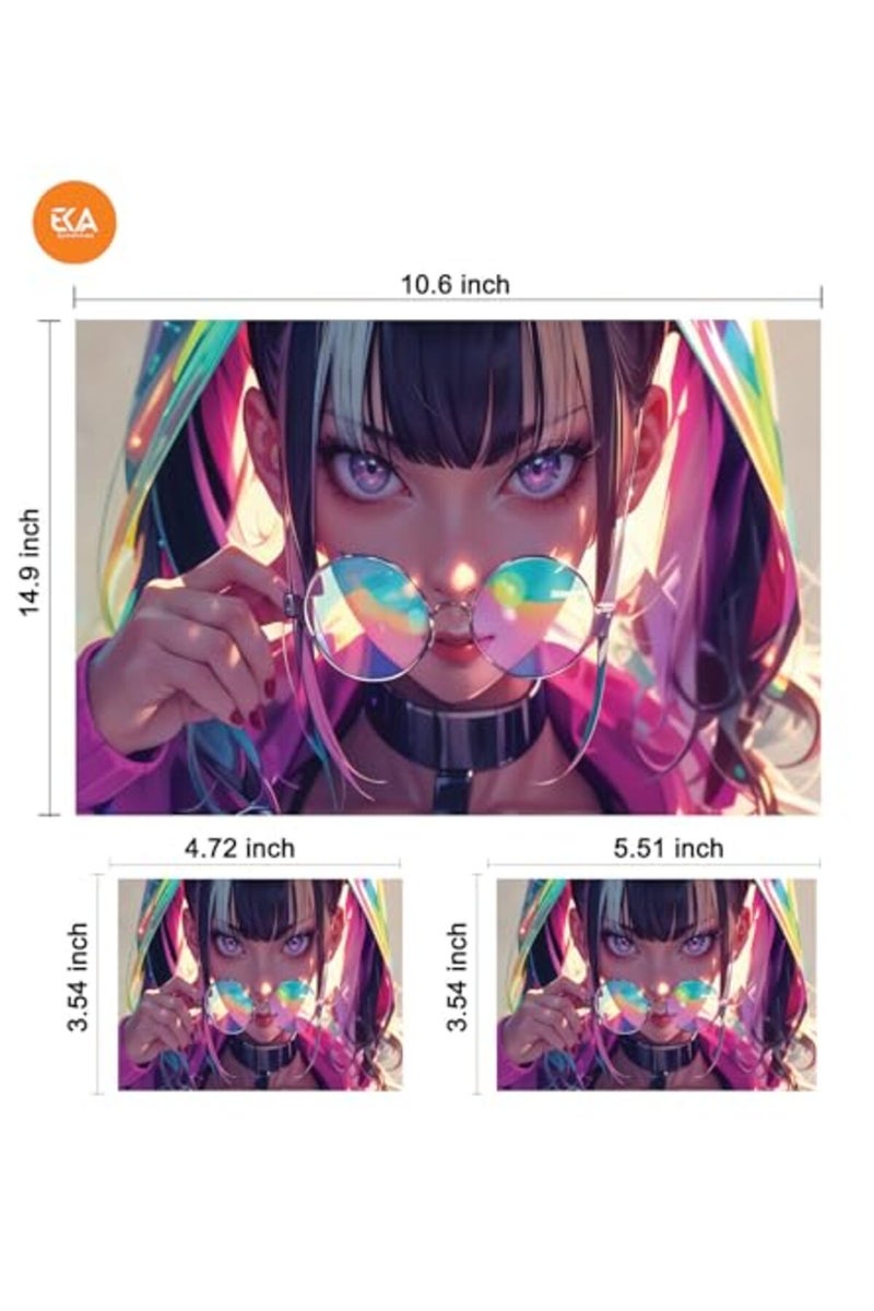 ALAYRA Anime Girl Glasses, Laptop Skin Glossy Sticker Decal,13.3 14 15 15.4 15.6 Inch Laptop Universal Vinyl Skin Sticker Cover,Dustproof, Waterproof,Decal Protector With Free 2 Wrist Pads - Image 2
