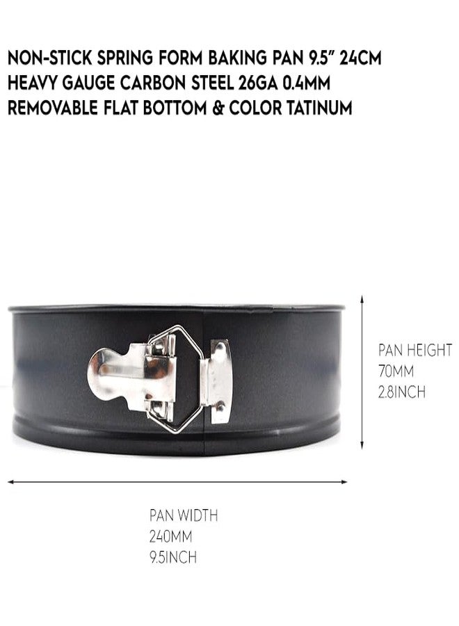 FUJIDENSO 9.5" Non-Stick Spring Form Cake Mold Pan With Removable Flat Bottom, Tatinum Color Carbon Steel Bakeware Easy Release Cheese Cake Pan - Image 4