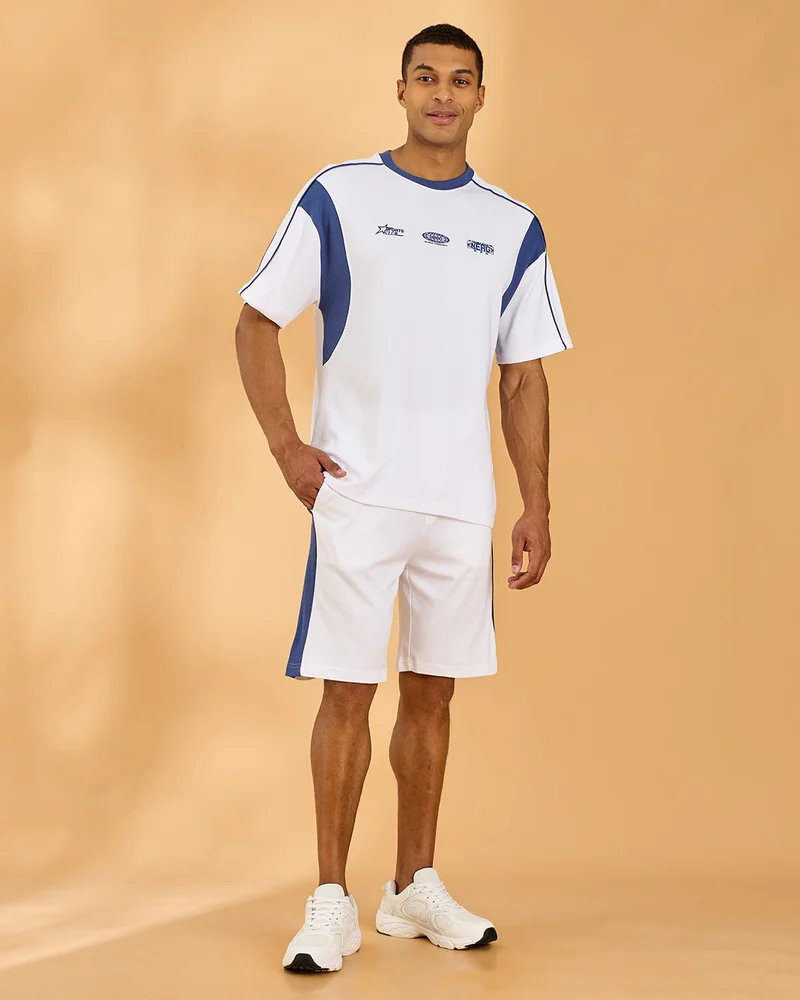 Redtag Men White Jacquard Lounge Shorts