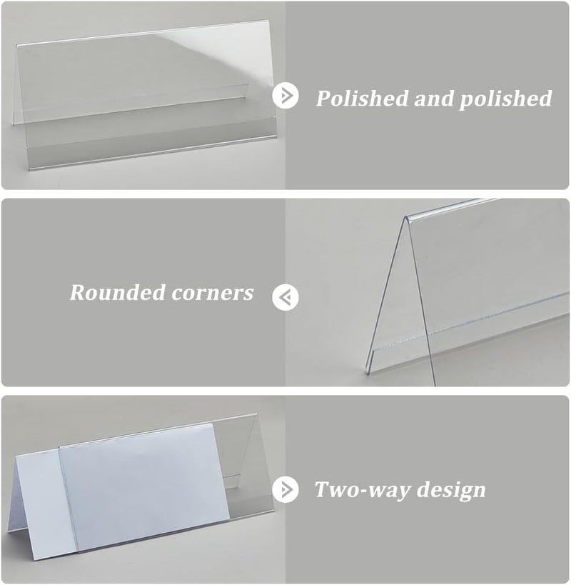 TPGP BENECREAT 12pcs Acrylic Table Nameplate, V-Shaped Clear Tent Display for Office and Classroom - Image 4