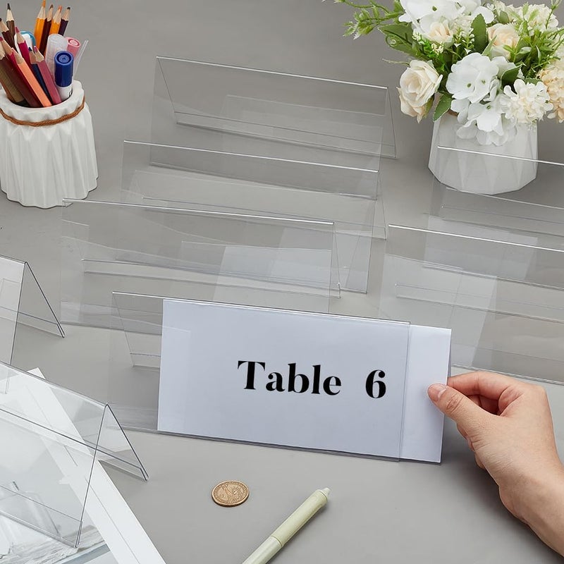 TPGP BENECREAT 12pcs Acrylic Table Nameplate, V-Shaped Clear Tent Display for Office and Classroom - Image 3