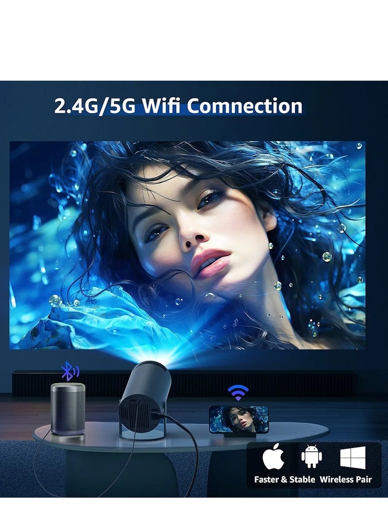 Egg - جهاز عرض صغير محمول - 5G Wifi 6 BT 5.0 Android 11، جهاز عرض 4K 1080P Full HD يدعم 8000 لومن، جهاز عرض LED تلقائي لتصحيح الانحراف الأفقي، جهاز عرض دوار 180 درجة للهاتف - Image 1