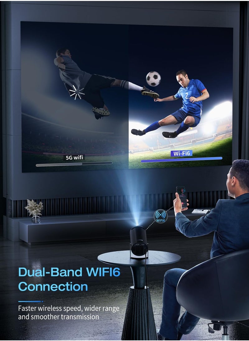 Egg - جهاز عرض صغير محمول - 5G Wifi 6 BT 5.0 Android 11، جهاز عرض 4K 1080P Full HD يدعم 8000 لومن، جهاز عرض LED تلقائي لتصحيح الانحراف الأفقي، جهاز عرض دوار 180 درجة للهاتف - Image 1