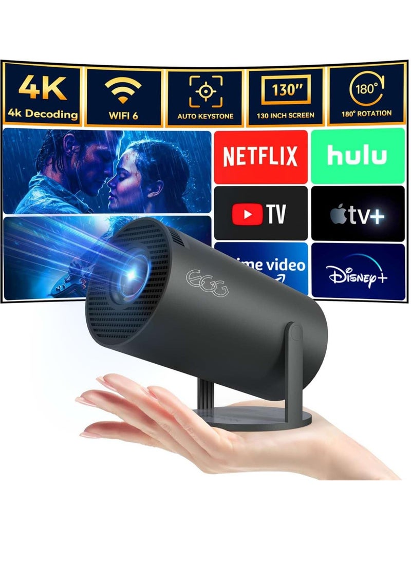 Egg - جهاز عرض صغير محمول - 5G Wifi 6 BT 5.0 Android 11، جهاز عرض 4K 1080P Full HD يدعم 8000 لومن، جهاز عرض LED تلقائي لتصحيح الانحراف الأفقي، جهاز عرض دوار 180 درجة للهاتف - Image 1