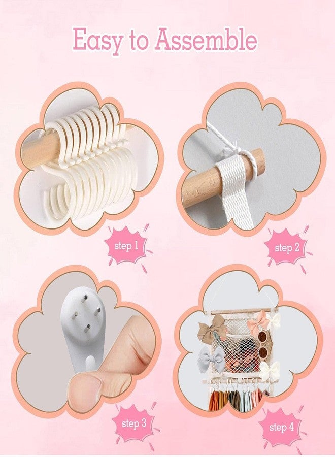 حامل ربطات شعر، منظم ربطات شعر للفتيات الصغيرات، حامل ربطات شعر كبير السعة، منظم إكسسوارات شعر معلق على الحائط، ديكور غرفة نوم الفتيات الصغيرات (بيج) - Image 4