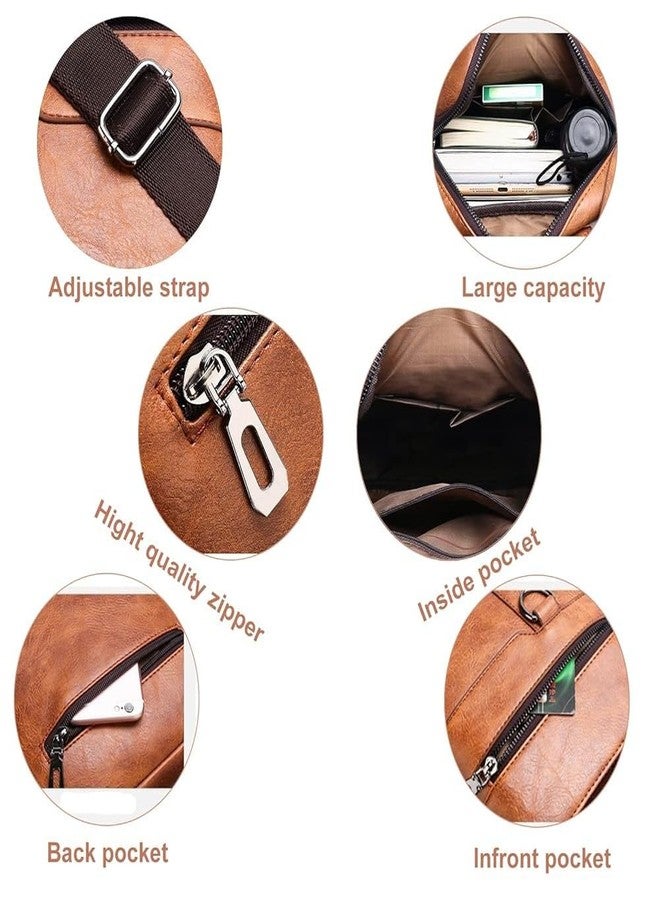 Handcuffs sling bag | PU Leather Cross Body bags | Travel Office Messenger | One Side Shoulder Satchel for Men With Adjustable Strap & Spacious Storage (Rust) - Image 5