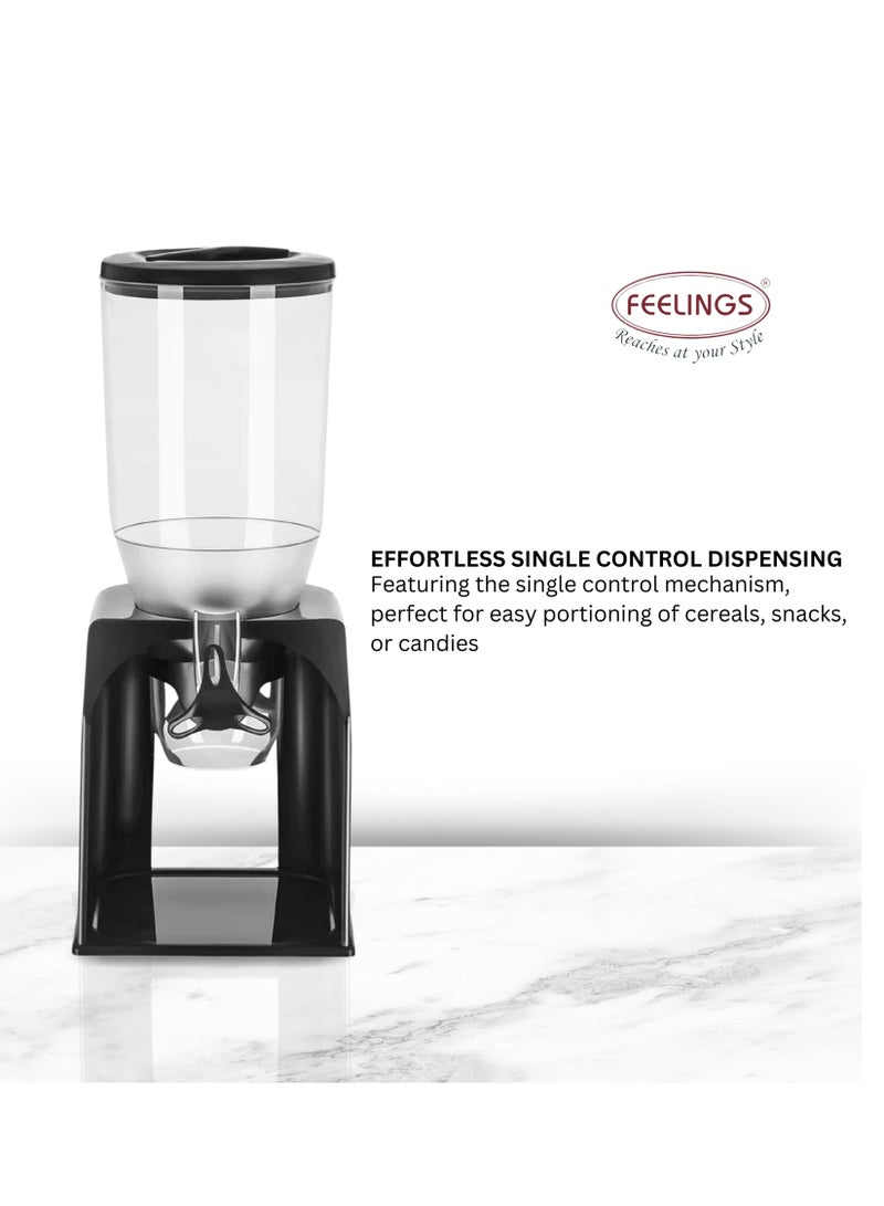 Feelings Cereal Dispenser Single 3 Litre | Dry Food Dispenser | Single Control | Candy Dispenser | Cereal Dispenser Countertop | Cereal Organizer size: 19x16.5x38 cm(Black)  - Image 2