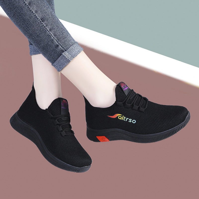 Old Beijing cloth shoes women's ultra-light all black work sneaker flat bottom long standing not tired feet mother non-slip work shoes - Image 1
