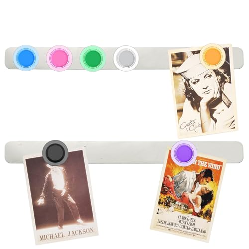 PYJLBX Magnetic Board Strip Set, 2 Pack Frameless Stainless Steel Iron Magnetic Strips with Adhesive Backing, Memo Notes Bulletin Bar Board for Wall, Office, School, Home, Includes 7 Colorful Magnets - Image 1