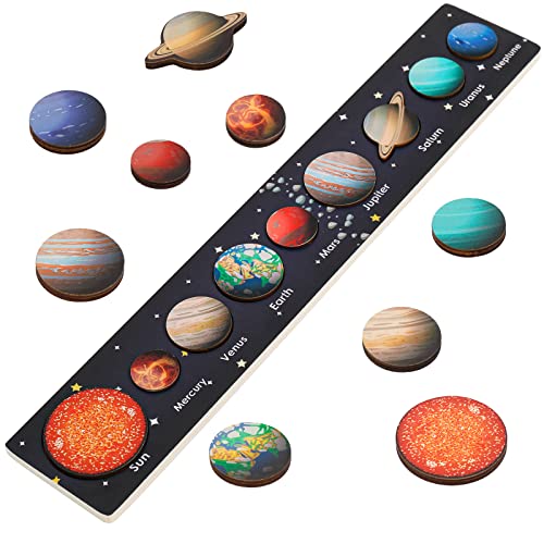 Zeoddler Movable Solar System Puzzle for Kids 36 Wooden Space Toys Planets for Kids Preschool Learning Activities Gift for Boys Girls - Image 1