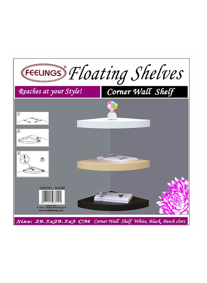 Feelings FLOATING CORNER WALL SHELF BLACK SIZE: 29.5X29.5X3CM  - Image 4