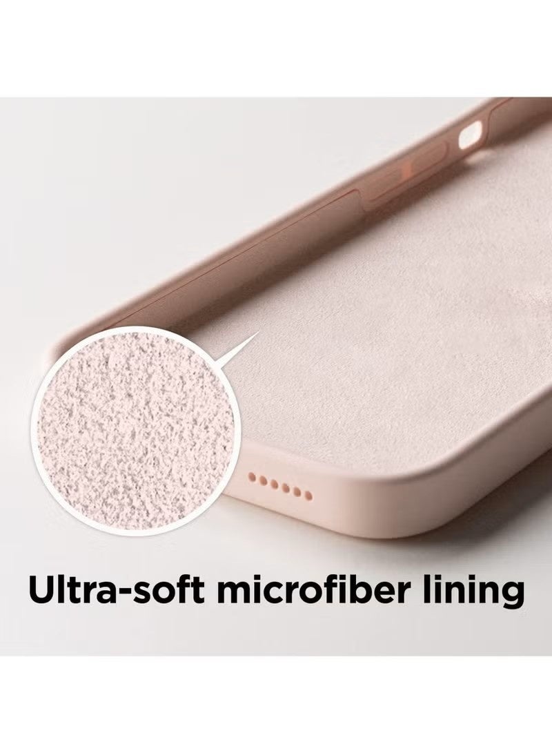 عام جراب سيليكون سائل فاخر لهاتف آيفون 15 برو ماكس - غطاء واقٍ رفيع وناعم الملمس مع بطانة من الألياف الدقيقة - وردي فاتح - Image 3