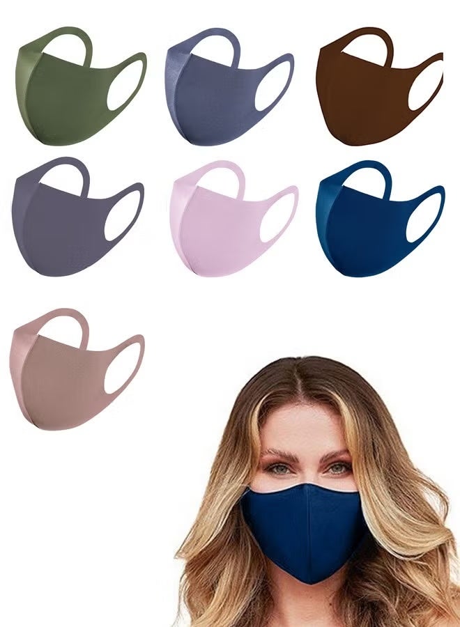 7 Pcs Reusable Breathable Cloth Cotton Face Masks set, Fabric Face Covering Dust Proof (Mixcolour) - Image 1