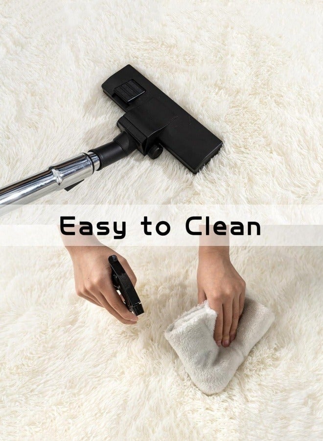 LOKIPA Large Area Rugs for Living Room, Super Soft Fluffy Modern Bedroom Rug, Tie-Dyed Indoor Shag Fuzzy Carpets for Girls Kids Nursery Room Home Decor-Beige - Image 4