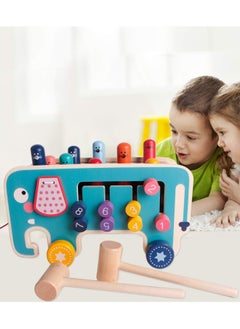 maffick Wooden Hammering and Pounding Toys Nail Hammer Stool Pull Along Elephant Gopher Toy Desktop Hitting Mouse and Hamster Game Toddler Drag Toys Boys and Girls Gift  - Image 2
