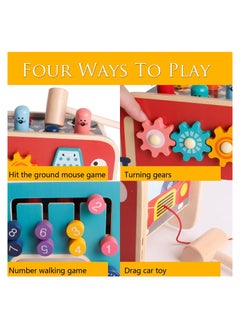 maffick Wooden Hammering and Pounding Toys Nail Hammer Stool Pull Along Elephant Gopher Toy Desktop Hitting Mouse and Hamster Game Toddler Drag Toys Boys and Girls Gift  - Image 3