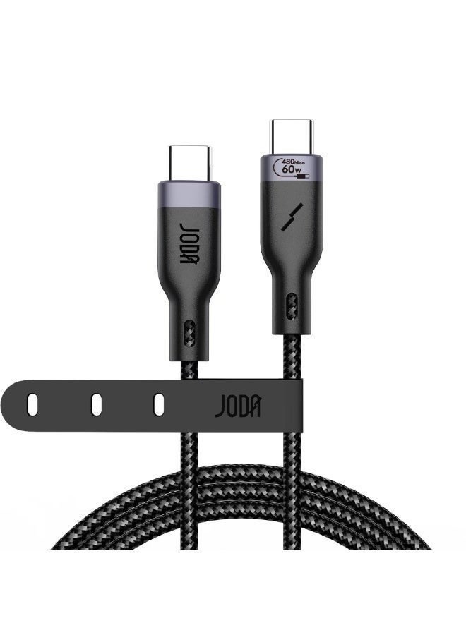 JODA 60W type C to type C 1m Nylon Braided Cable Black - Image 4