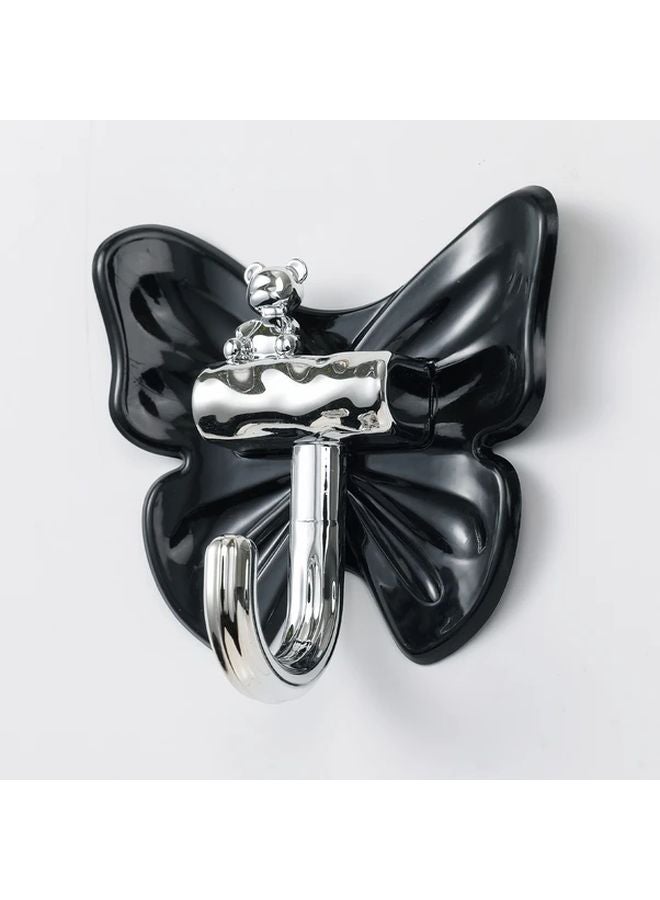 Black Butterfly Self Adhesive Hooks No Drill Easy Install Waterproof Bathroom Kitchen Organizer - Image 1
