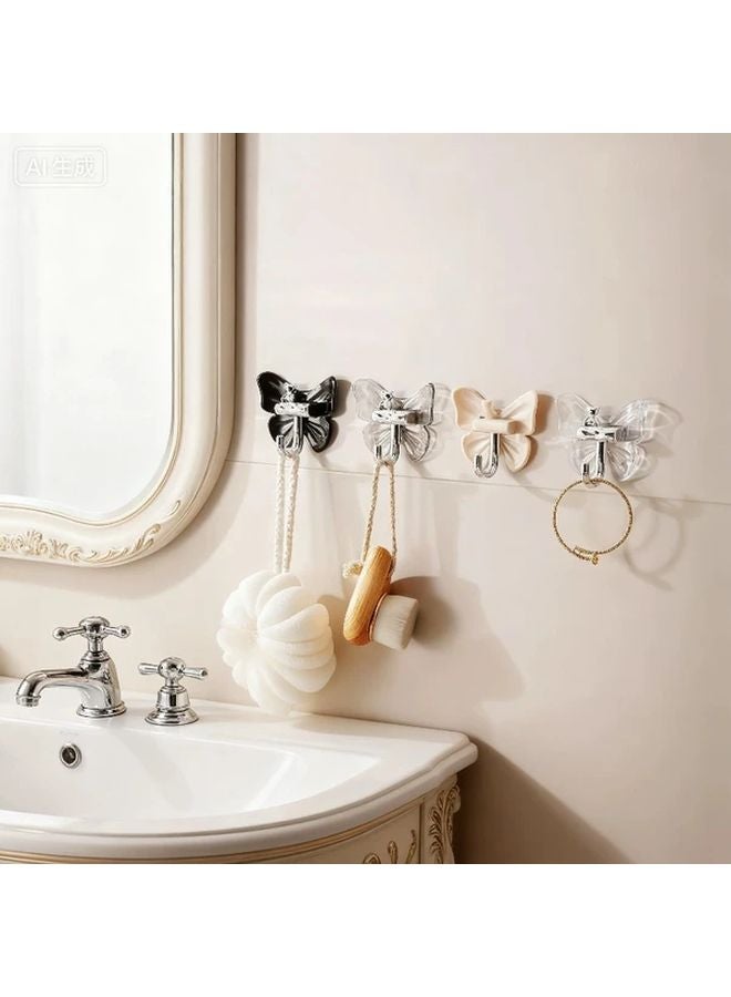 Black Butterfly Self Adhesive Hooks No Drill Easy Install Waterproof Bathroom Kitchen Organizer - Image 2