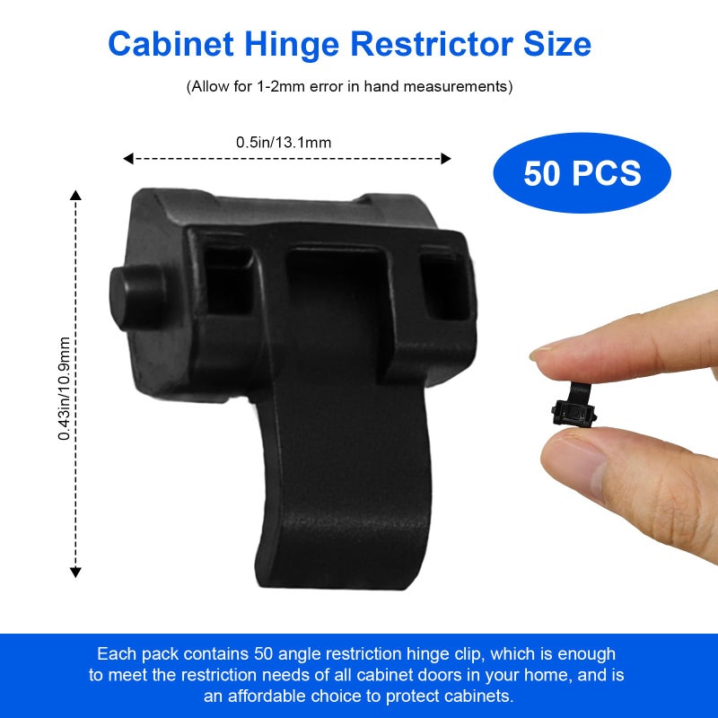 LEWEREST 50 PCS Cabinet Hinge Restrictor 38C315B3 for Blum, 86 Degree Opening Angle Restriction Hinges Clip for Soft Close Hinge Limiter Clips for Kitchen Cabinets Door, Compatible with Blumotion Compact Hinge - Image 4