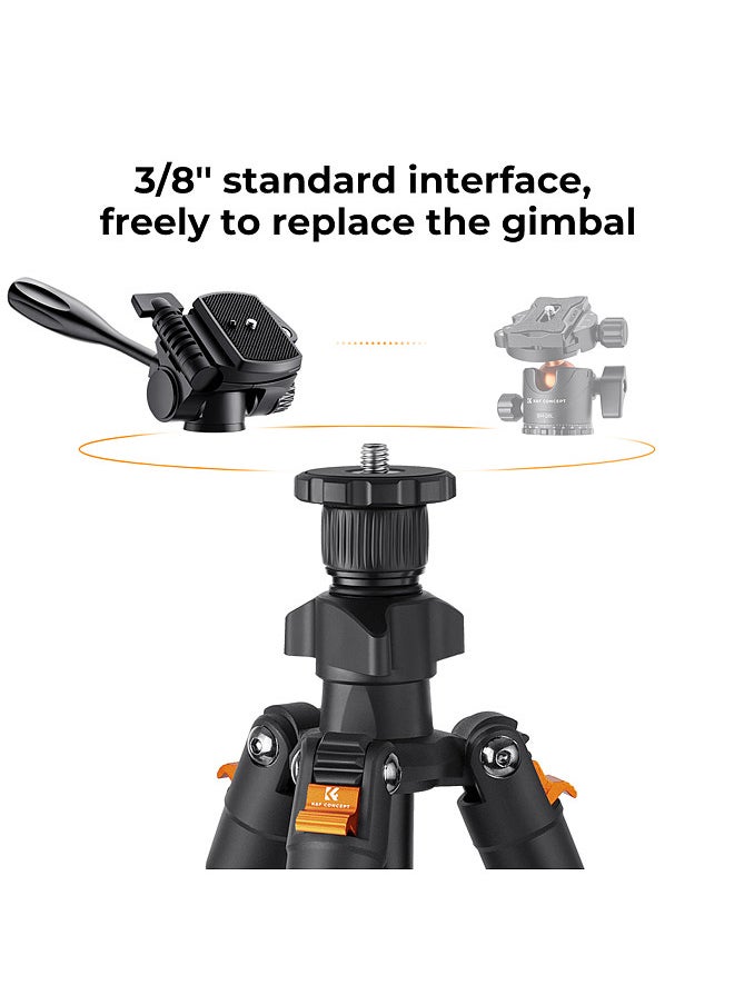 K&F Concept Portable Camera Tripod Stand Aluminum Alloy 162cm/63.8in Max. Height 3kg/6.6lbs Load Capacity Photography Travel Tripod with Phone Holder Carrying Bag for DSLR Cameras Smartphones  - Image 5