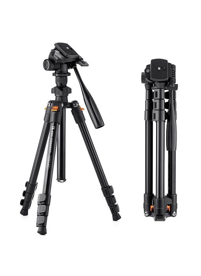 K&F Concept Portable Camera Tripod Stand Aluminum Alloy 162cm/63.8in Max. Height 3kg/6.6lbs Load Capacity Photography Travel Tripod with Phone Holder Carrying Bag for DSLR Cameras Smartphones  - Image 2