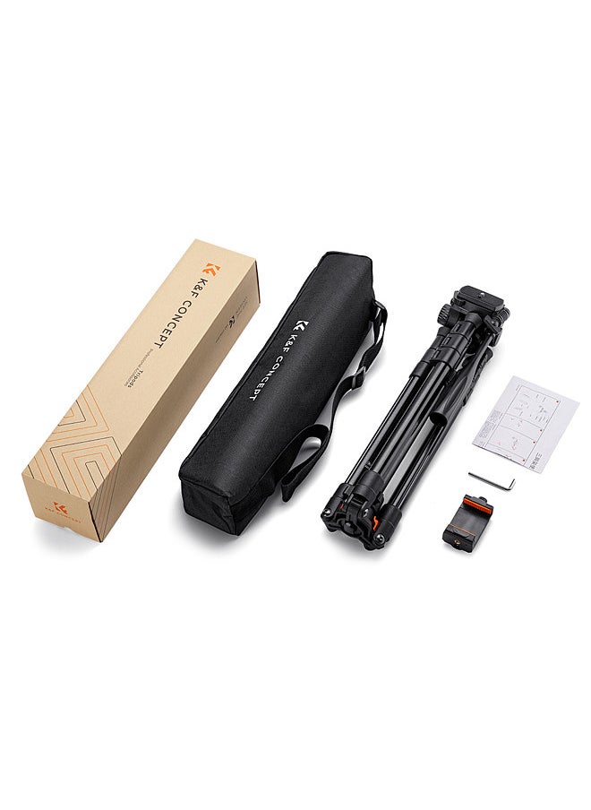 K&F Concept Portable Camera Tripod Stand Aluminum Alloy 162cm/63.8in Max. Height 3kg/6.6lbs Load Capacity Photography Travel Tripod with Phone Holder Carrying Bag for DSLR Cameras Smartphones  - Image 3
