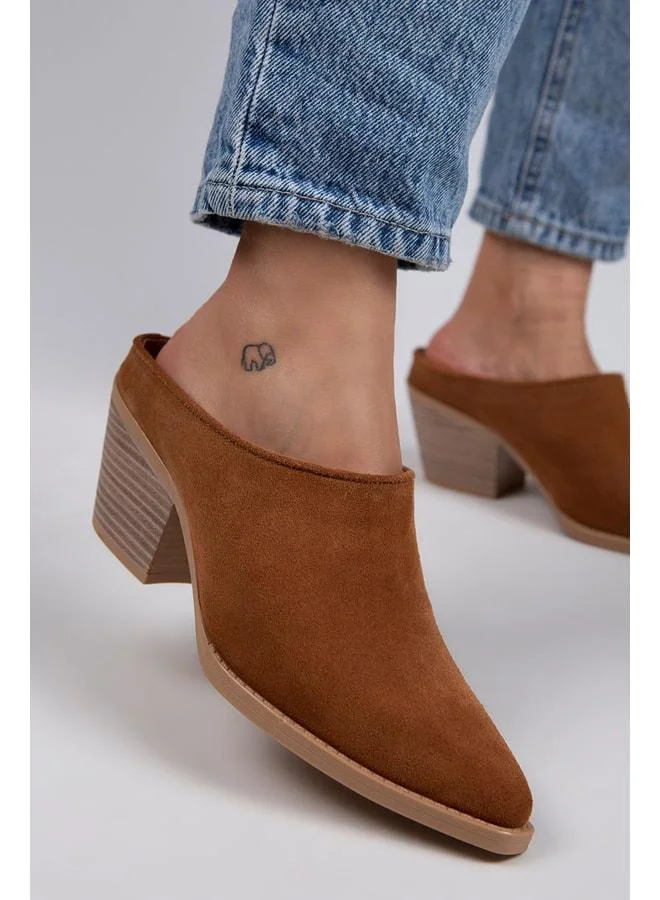 Stella Women's Genuine Leather Western Tan - Suede Slippers - Brown