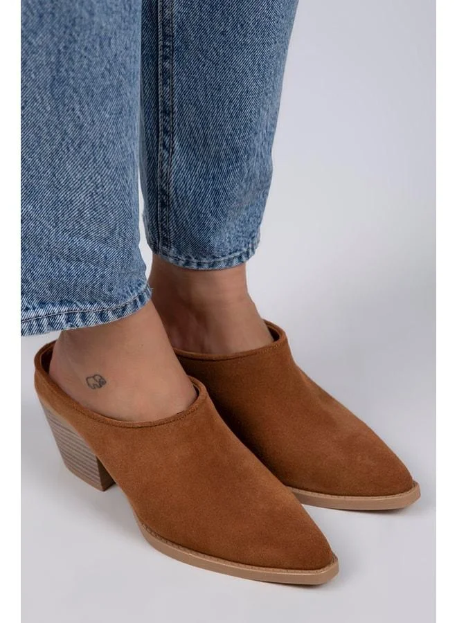 Manijero  Stella Women's Genuine Leather Western Tan - Suede Slippers - Brown for Women | Best Price UAE