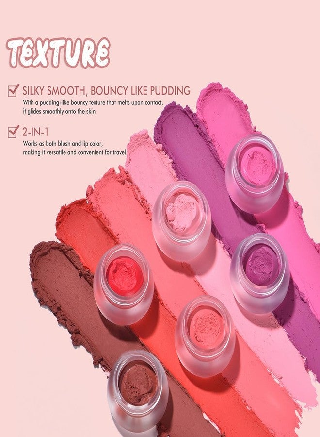 Aaiffey Pudding Pot for Lip and Cheek,Soft Matte Blush Blurry Makeup Lipstick Multi-Use Natural Glow Face Blush Buildable Lip Tint High Pigment Long-Lasting (04#+06#) - Image 5