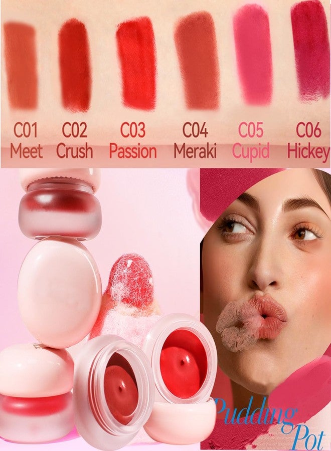 Aaiffey Pudding Pot for Lip and Cheek,Soft Matte Blush Blurry Makeup Lipstick Multi-Use Natural Glow Face Blush Buildable Lip Tint High Pigment Long-Lasting (04#+06#) - Image 4