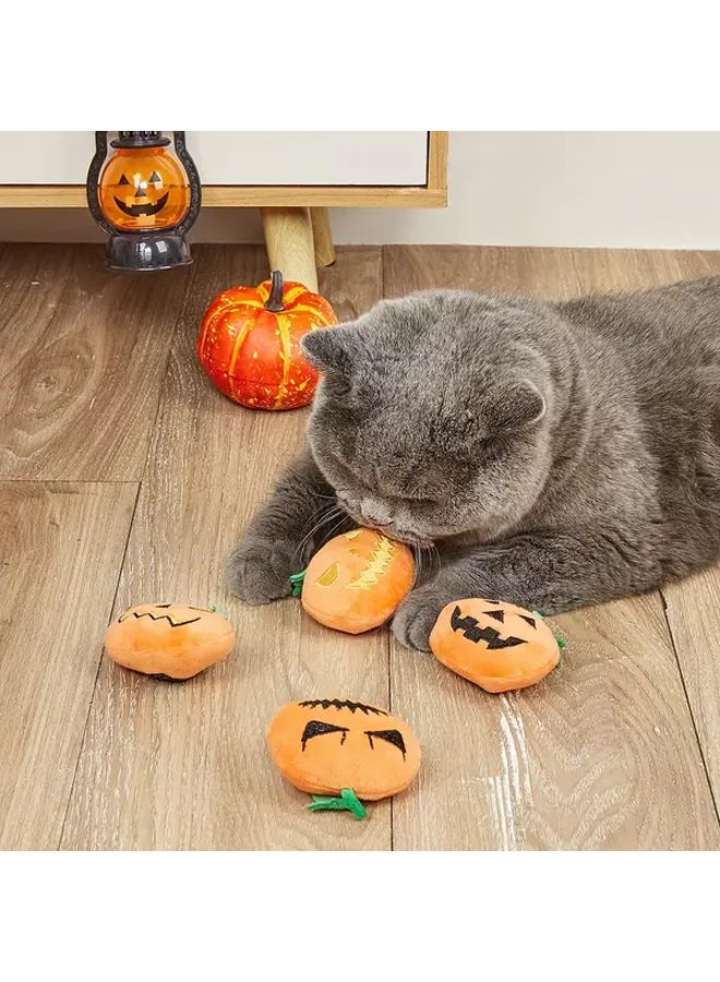 دمية مضغ قطط اليقطين التفاعلية صرير تخفيف التسنين متينة مصنوعة من البوليستر قطعة واحدة ستايل عشوائي - Image 2