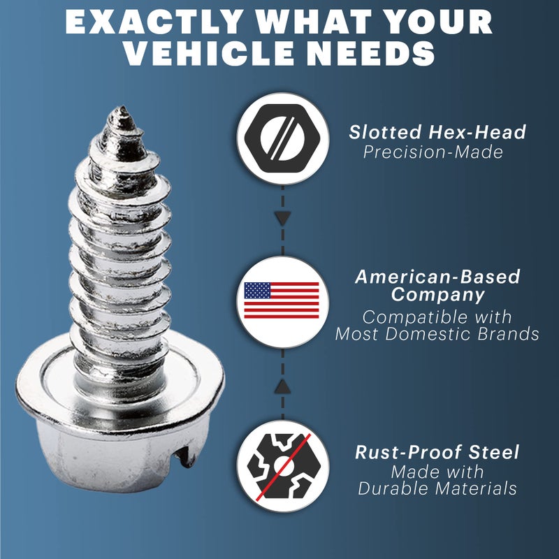 OttoSpeed Chrome License Plate Screw Kit - Set of 8 Stainless Steel Fasteners for License Plates, Frames, and Covers on Domestic Cars, Trucks, Vans, SUVs - Rustproof, Self Tapping Mounting Bolts (Chrome Plated) - Image 5