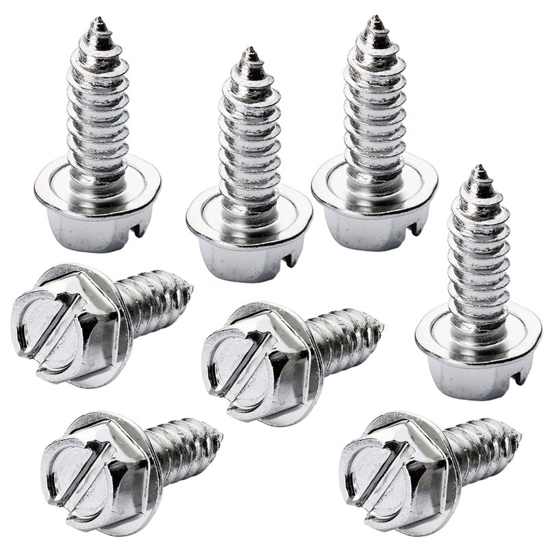 OttoSpeed Chrome License Plate Screw Kit - Set of 8 Stainless Steel Fasteners for License Plates, Frames, and Covers on Domestic Cars, Trucks, Vans, SUVs - Rustproof, Self Tapping Mounting Bolts (Chrome Plated) - Image 1