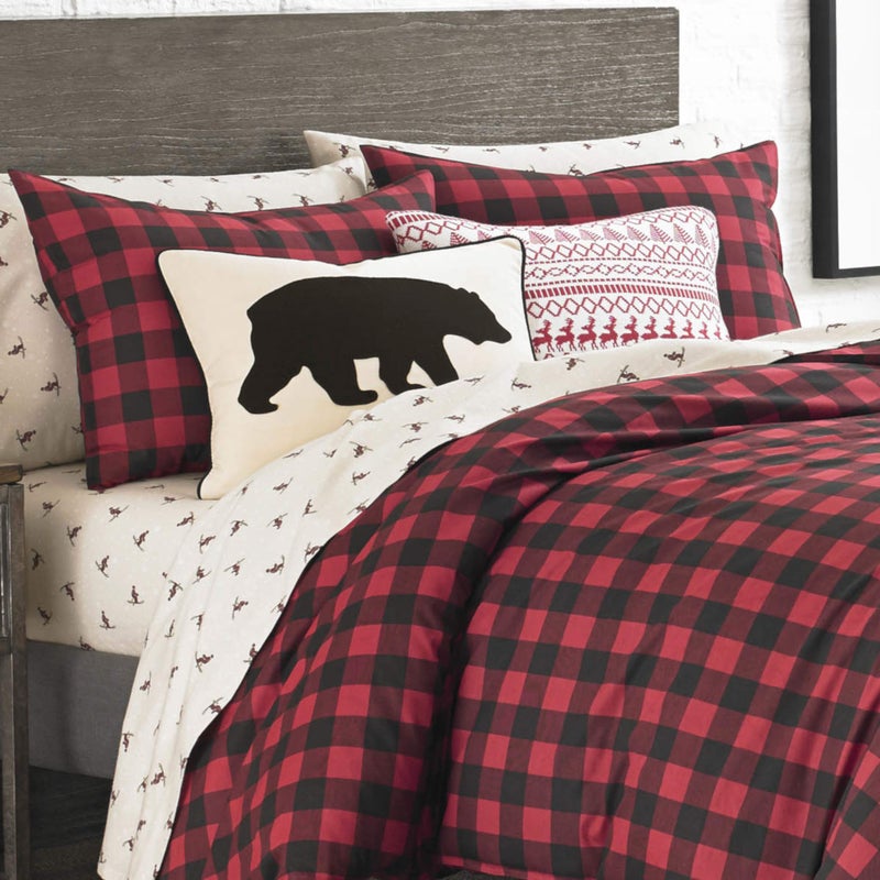 Eddie Bauer - Twin Duvet Cover Set, Cotton Reversible Bedding, Buffalo Plaid Bedding Set (Red/Black, Twin) - Image 3